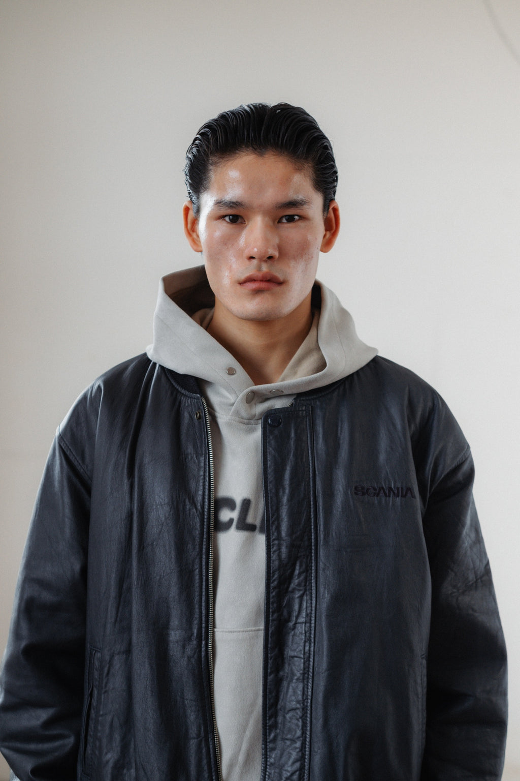 Navy Bomber Genuine Leather