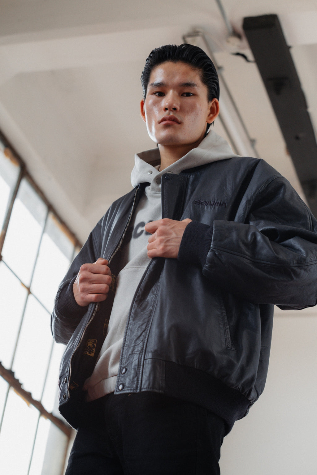 Navy Bomber Genuine Leather
