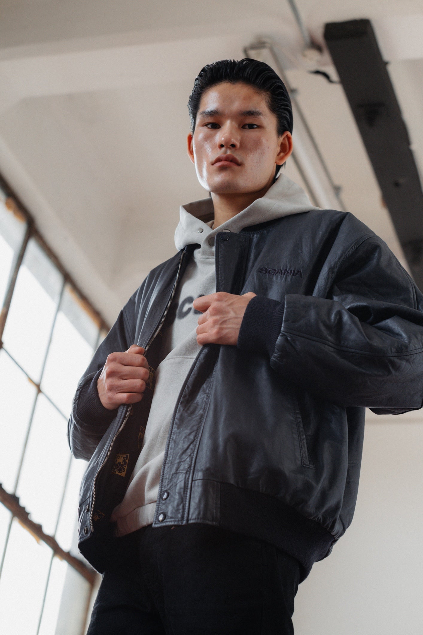 Navy Bomber Genuine Leather