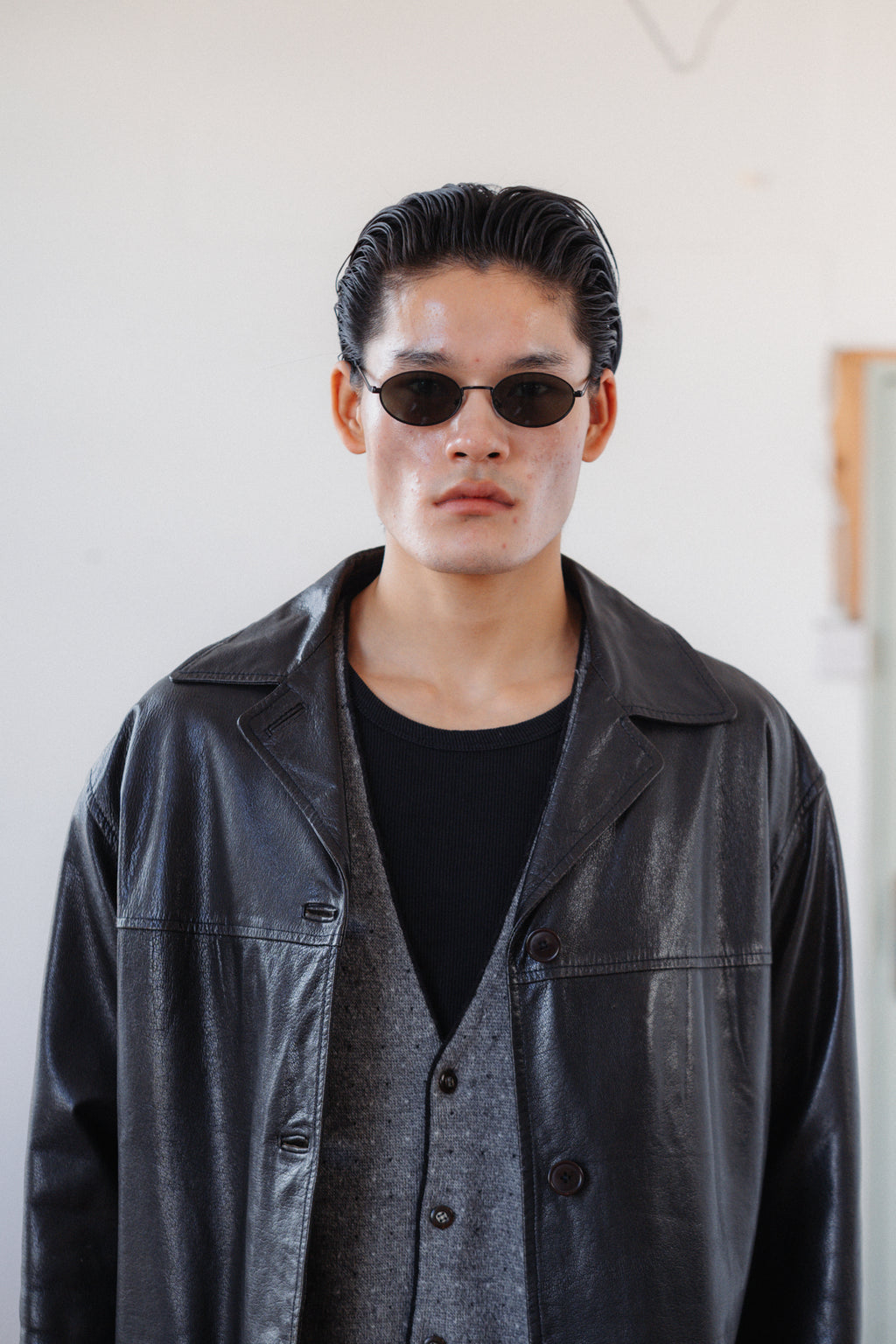 Conbipel Longline Leather Jacket