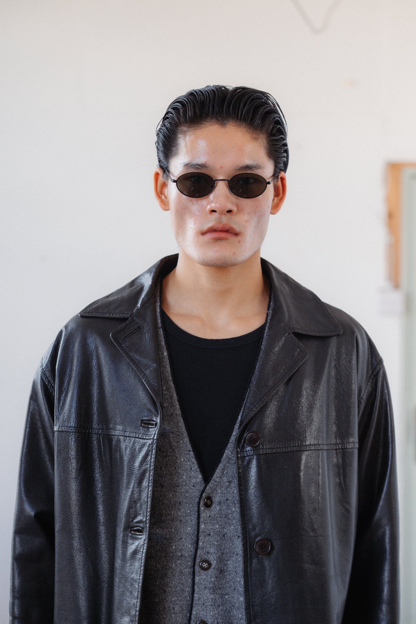 Conbipel Longline Leather Jacket