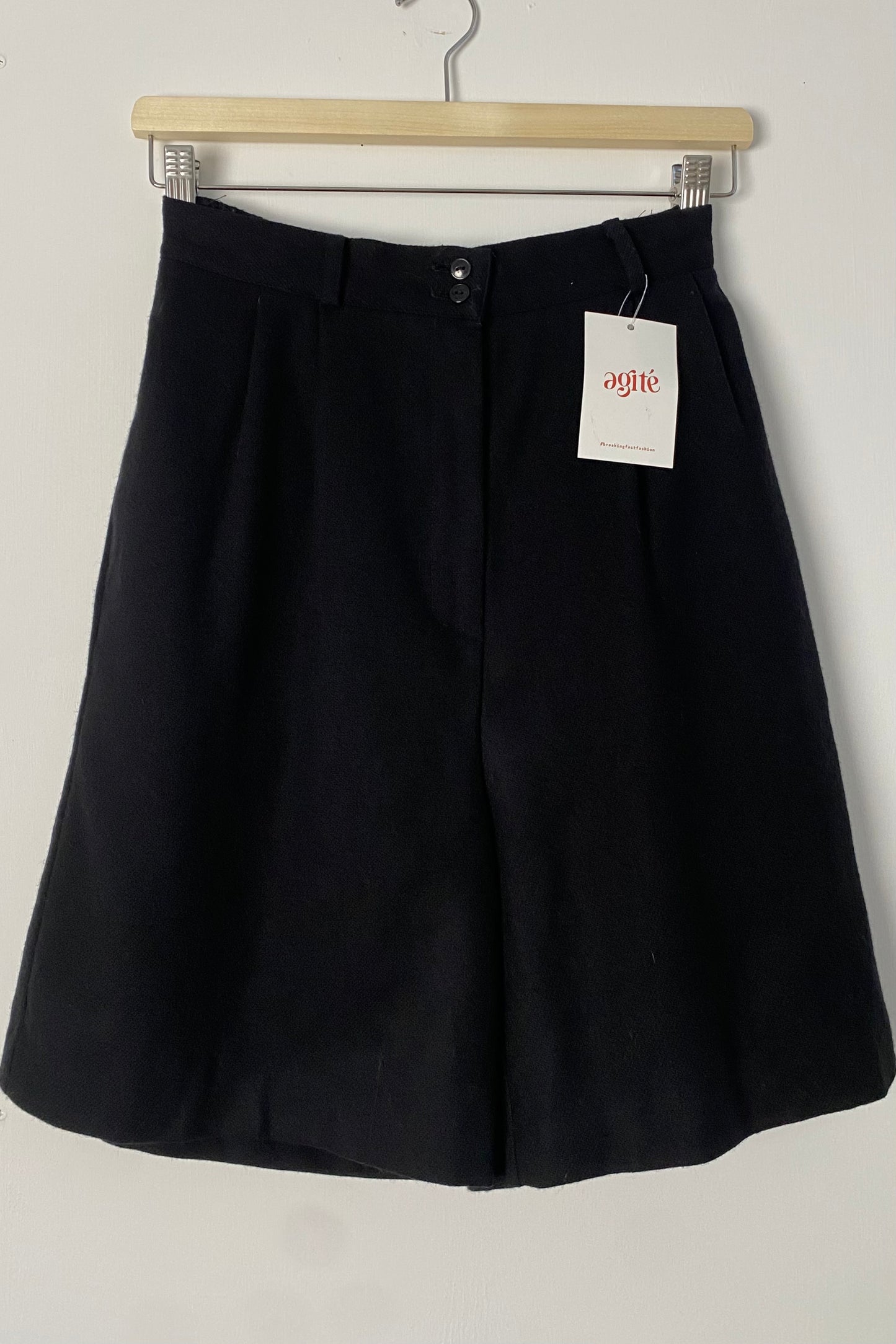 Pure Wool Black Paperbag Shorts UK 8/10
