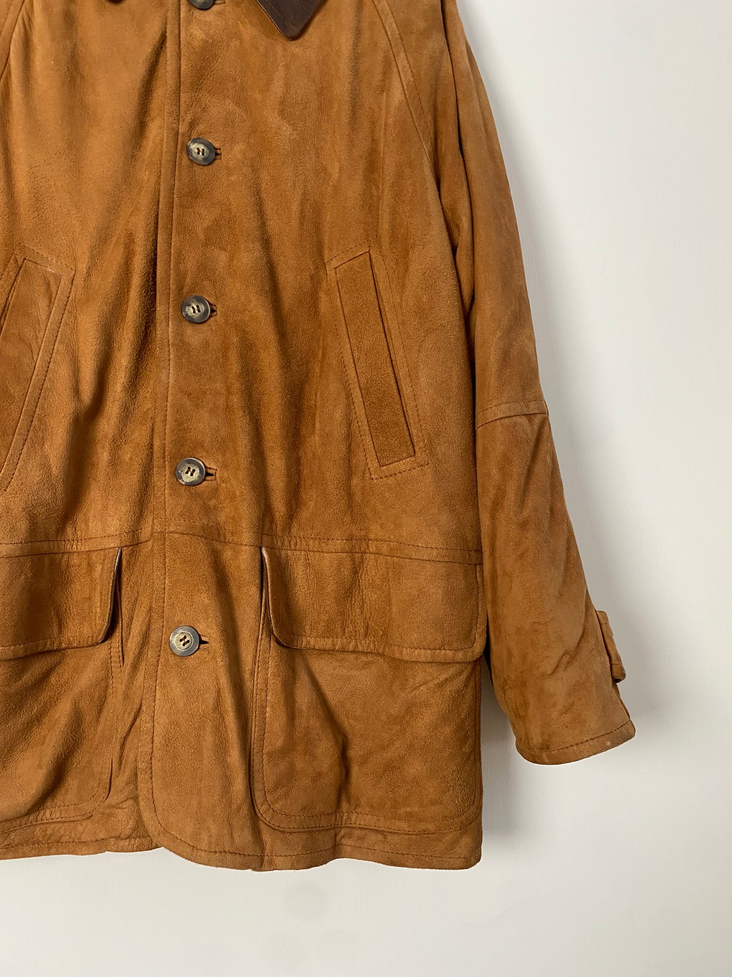 Suede Camel-Colour Coat Velvet Coat Size L/XL UK 12/14