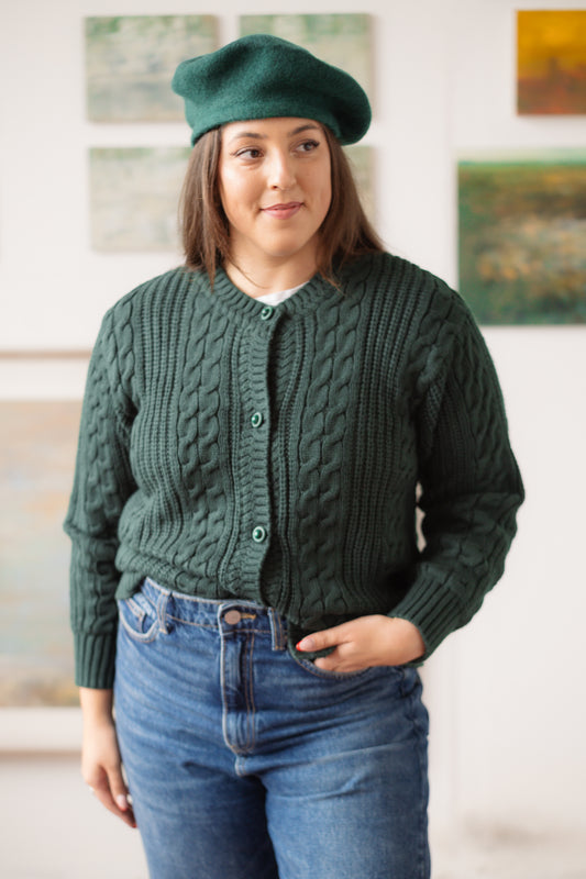 Rounded Collar Dark Emerald Green Cardigan Size L/XL UK 12/14