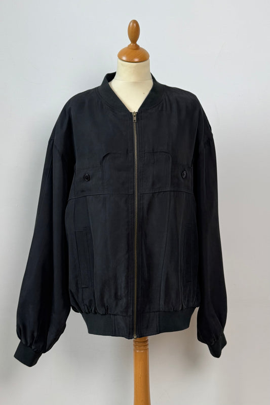 BLACK SILK BOMBER SIZE XL/XXL UK 14/16