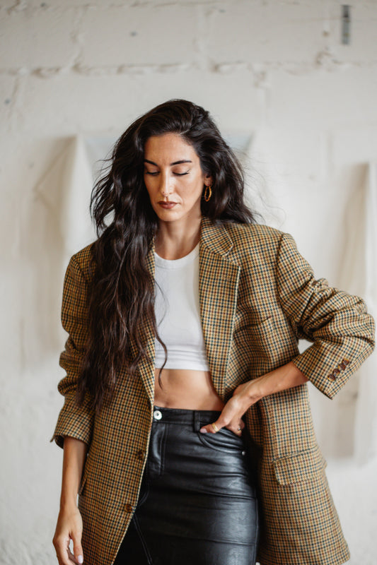 Burberrys Vintage Houndstooth Wool Blazer SIZE L/XL UK 12/14