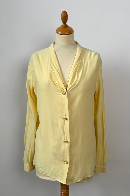 BUTTER YELLOW SILK SHIRT SIZE M/L UK 10/12