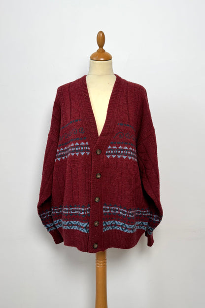 BURGUNDY CARDIGAN SIZE L/XL UK 12/14