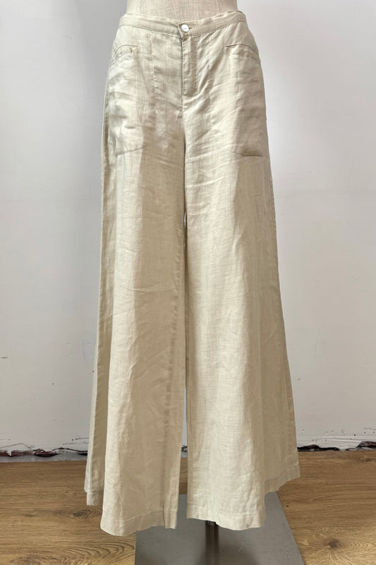 PALAZZO LINEN TROUSERS SIZE L UK 12