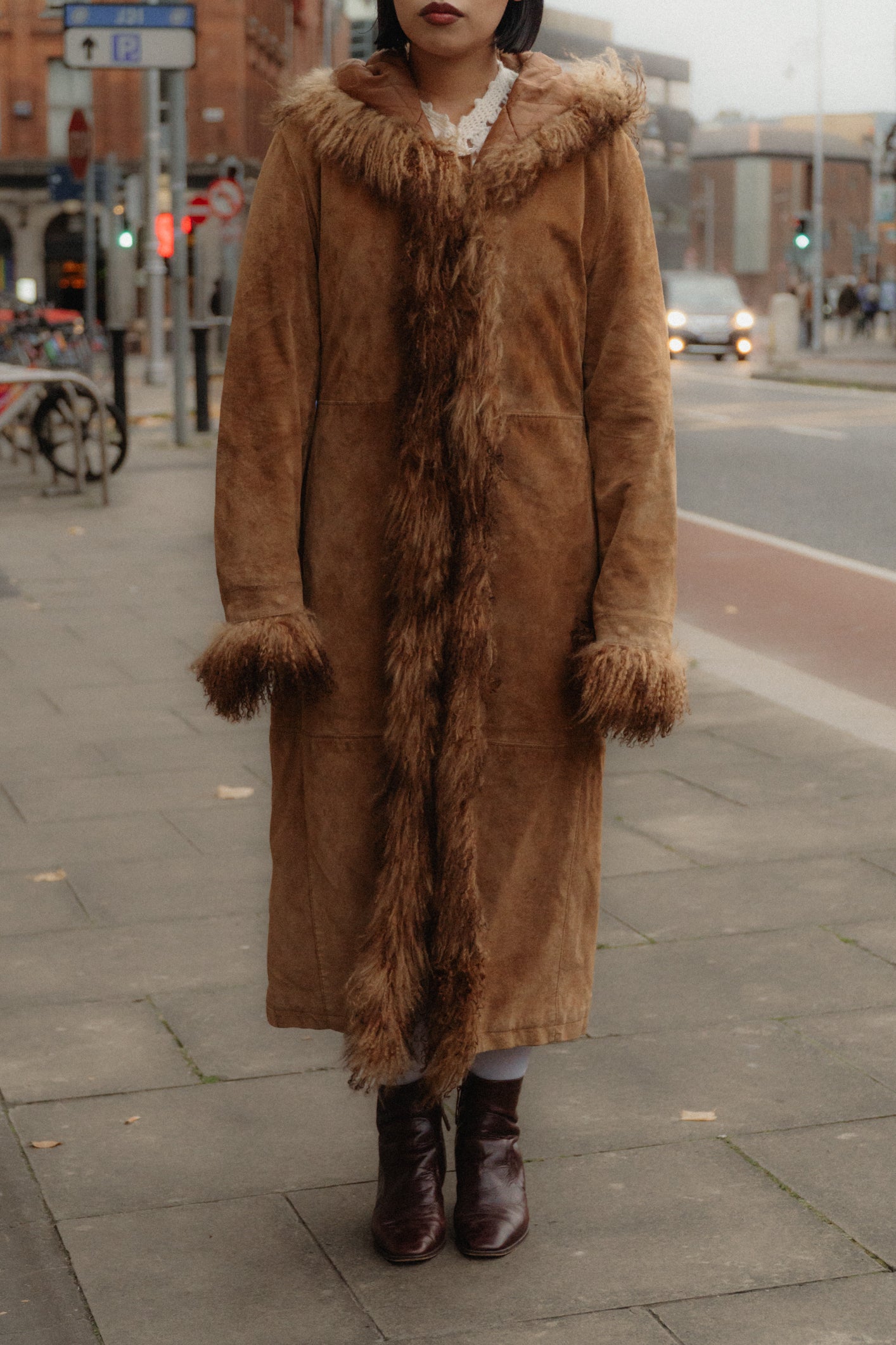 Afghan Suede Coat Size M/L UK 10/12
