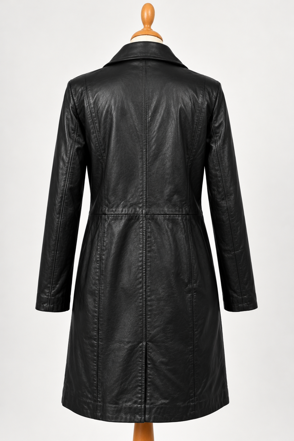 Vintage Black Leather Trench Coat