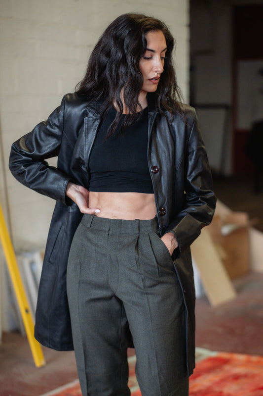 Leather Trench Coat Icebreaker - Real Leather, UK 8/10 S/M