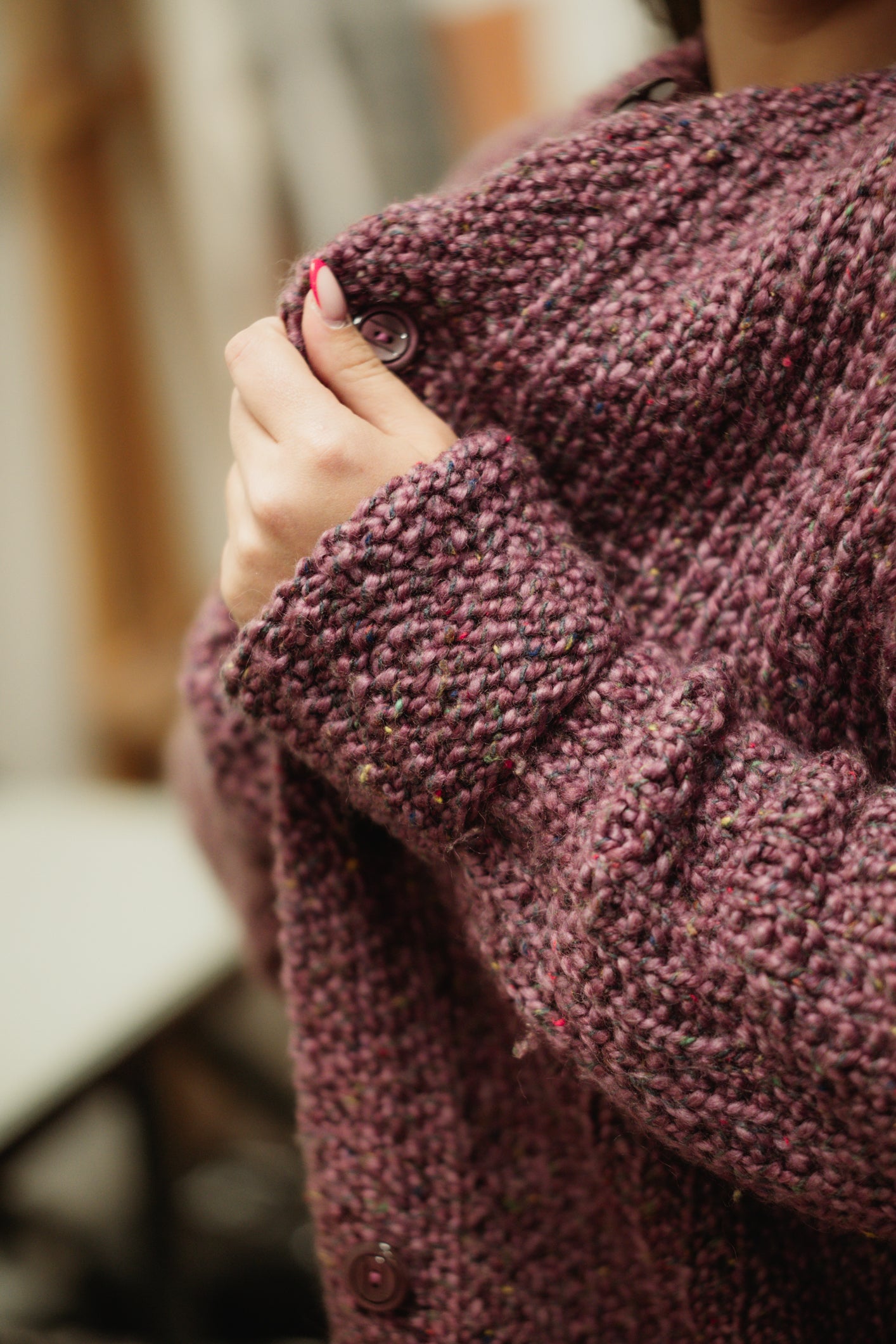 Purple Knit Cardigan Size L/XL UK 12/14