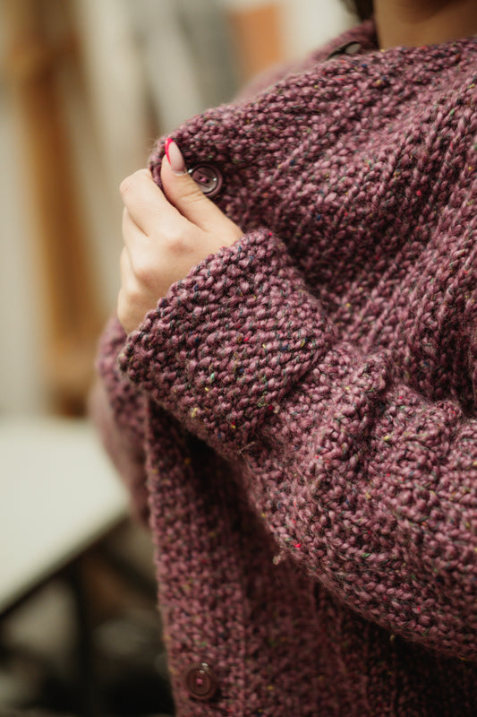 Purple Knit Cardigan Size L/XL UK 12/14