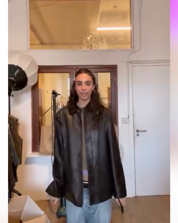 Dark brown real leather jacket