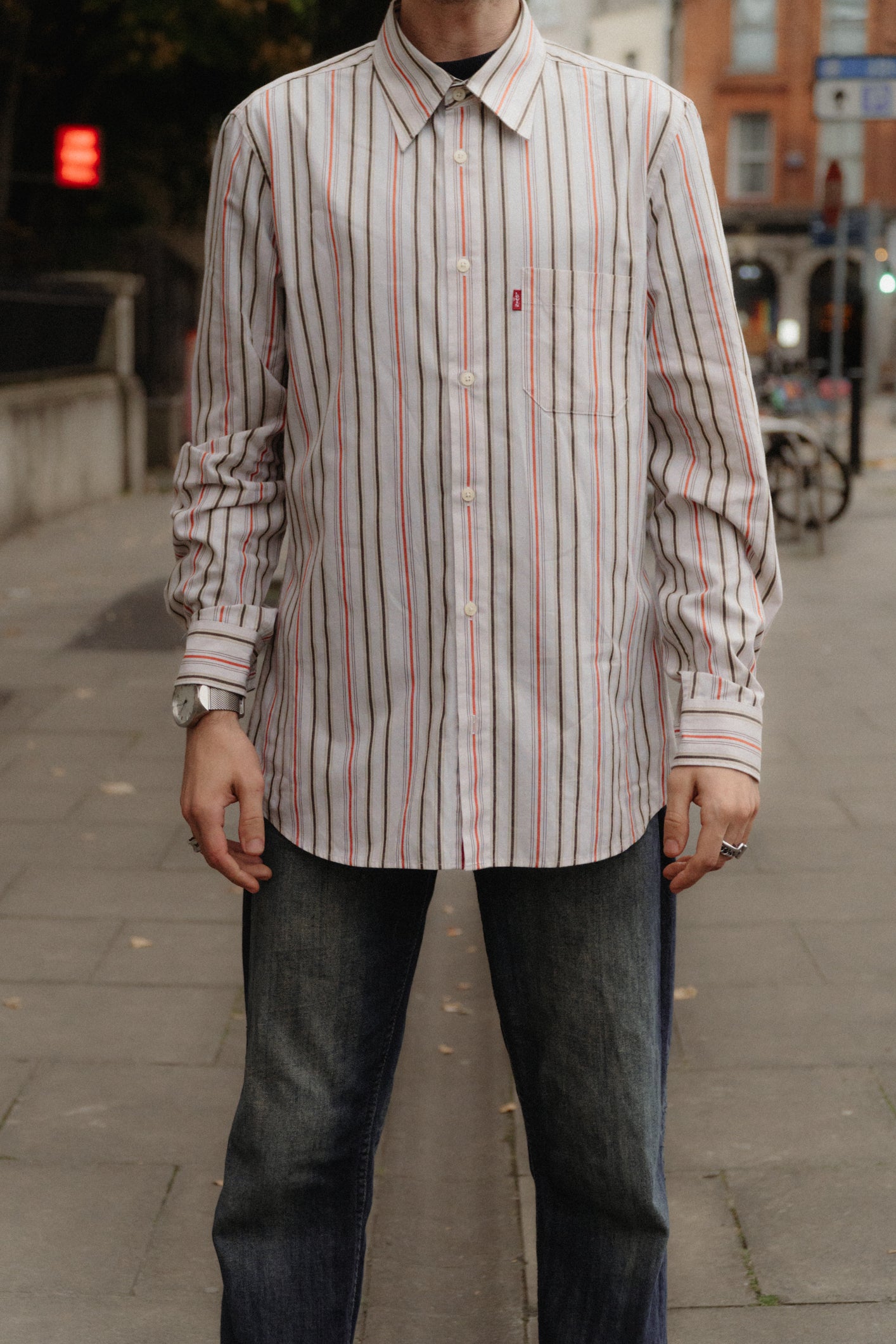 Levi’s Red Tab Striped Long Sleeve Shirt Size L UK 12
