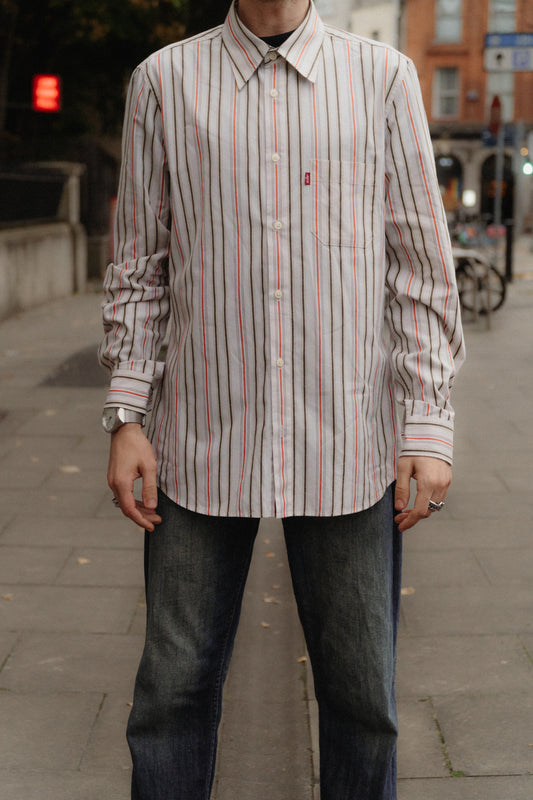 Levi’s Red Tab Striped Long Sleeve Shirt Size L UK 12