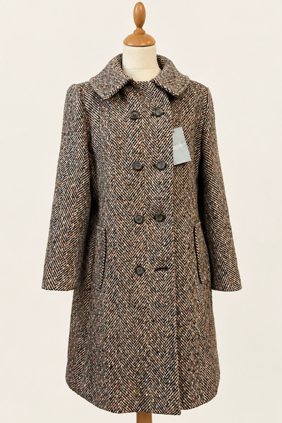 Wool Blend Herringbone Coat