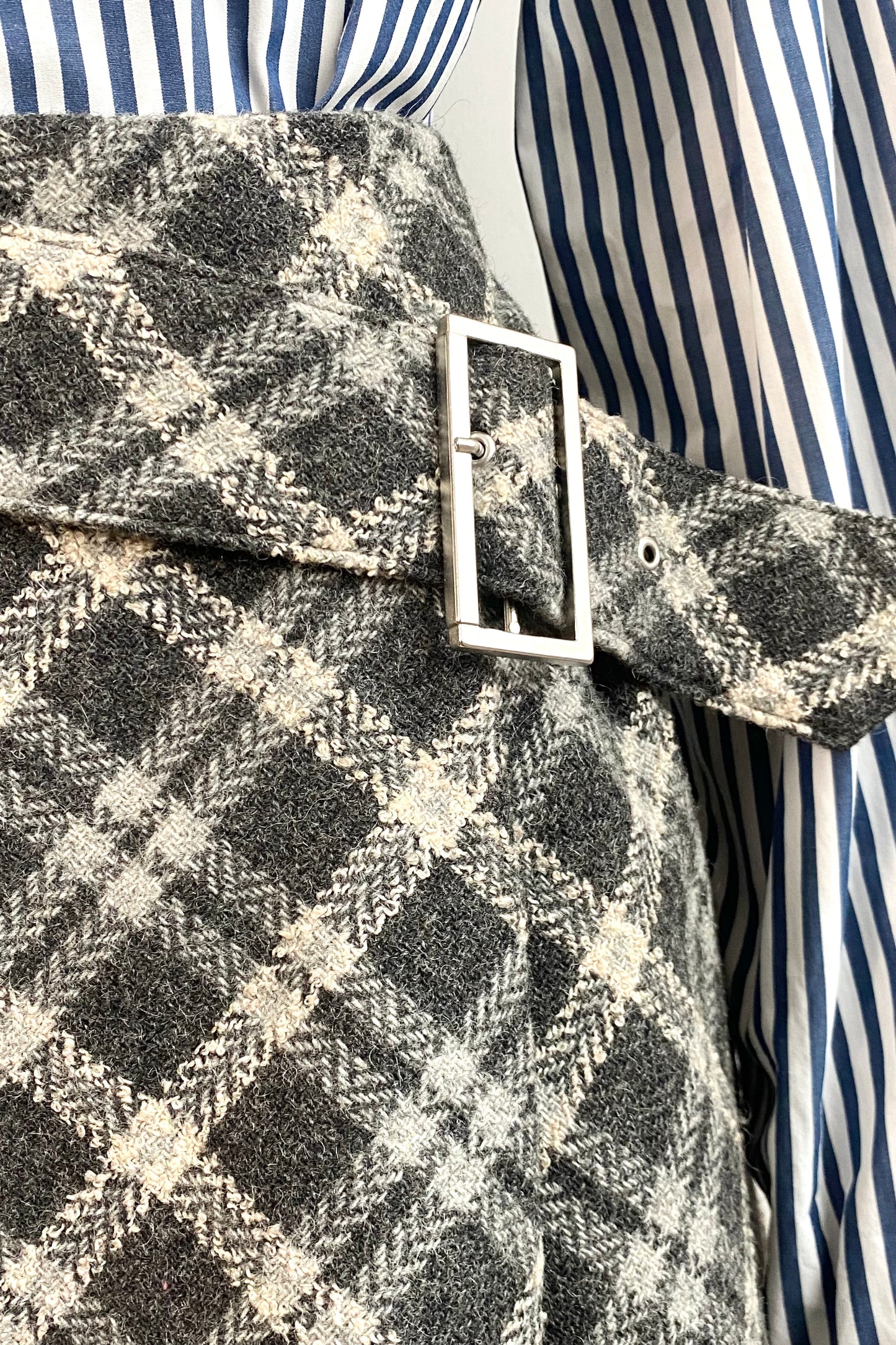 Plaid wool grey mini skirt size XS/S UK 6/8