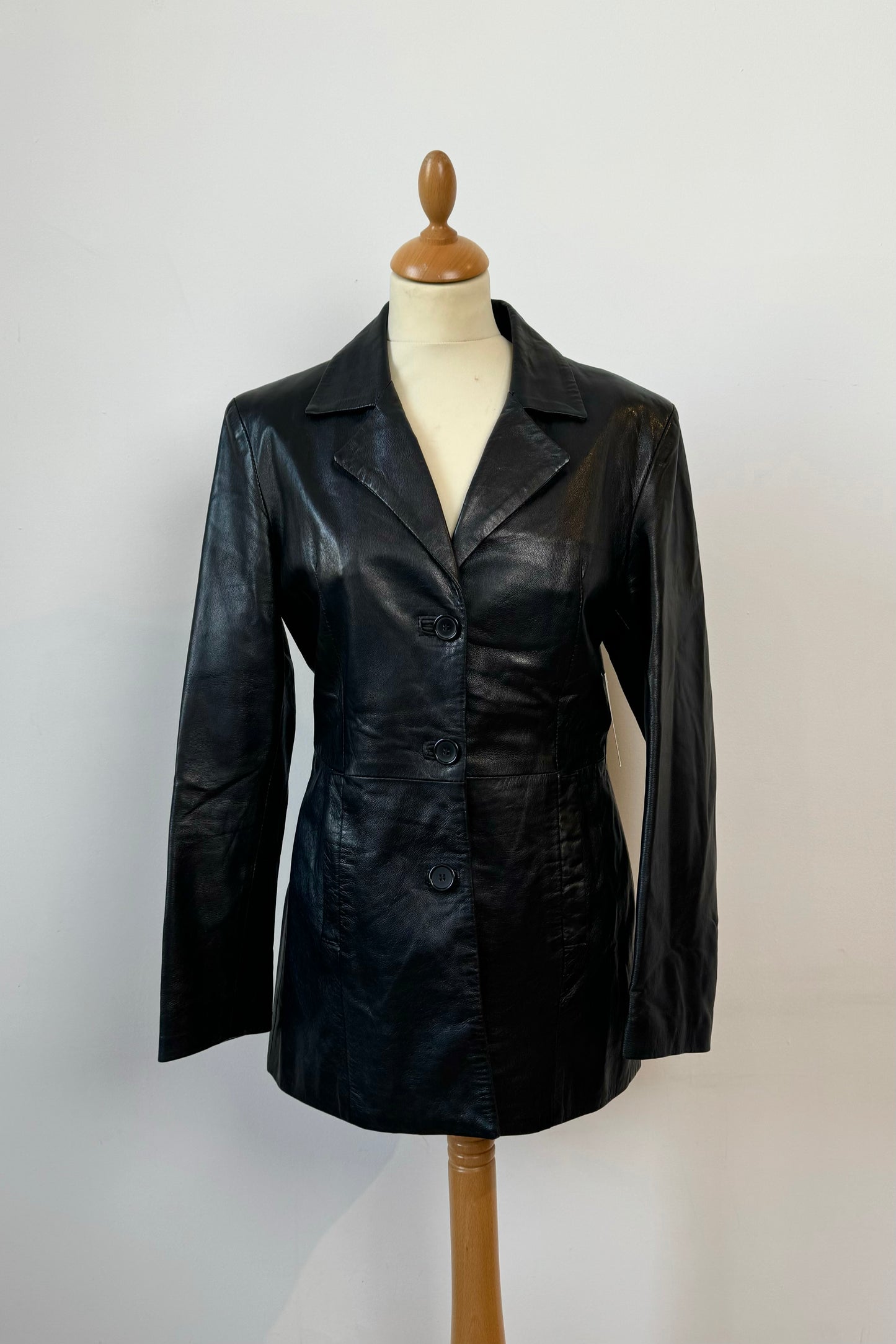 LEATHER BLAZER SIZE S UK 6/8