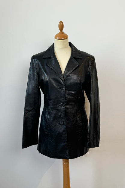 LEATHER BLAZER SIZE S UK 6/8