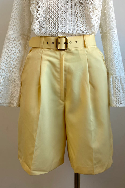 Yellow Paperbag Shorts Size S UK 8 EU 36