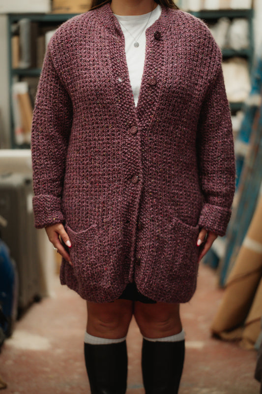 Purple Knit Cardigan Size L/XL UK 12/14