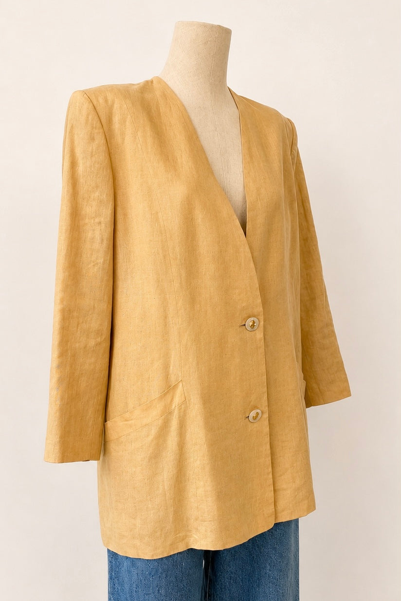Salvatore Ferragamo Linen Blazer in Butternut