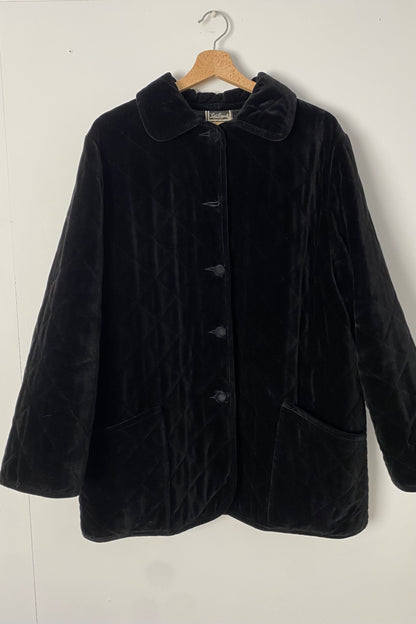 Luisa Spagnoli Black Velvet Quilted Coat SIZE M/L UK 10/12
