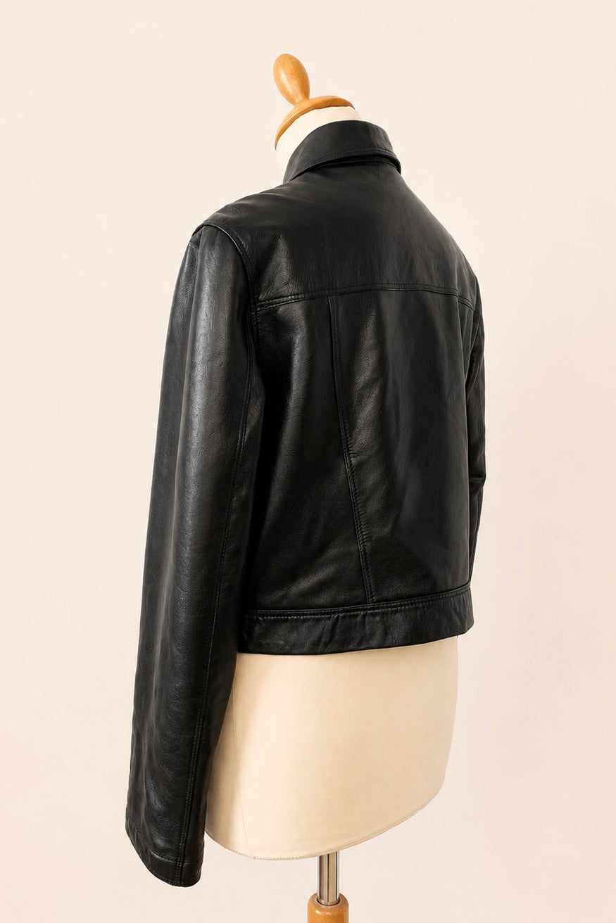 Italian Leather Cropped Jacket