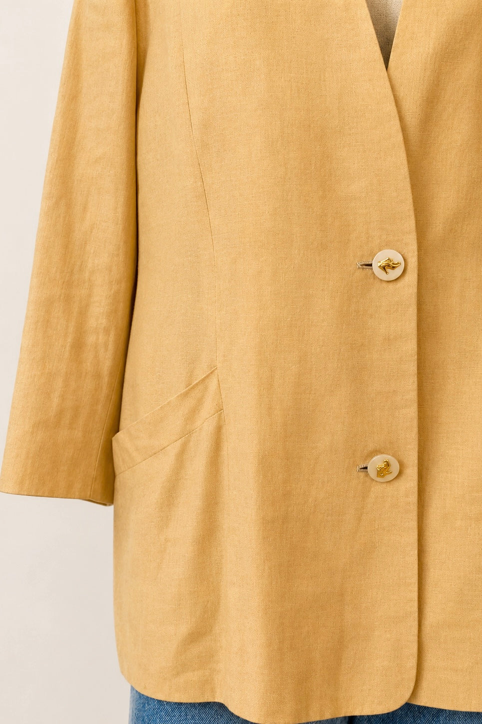 Salvatore Ferragamo Linen Blazer in Butternut