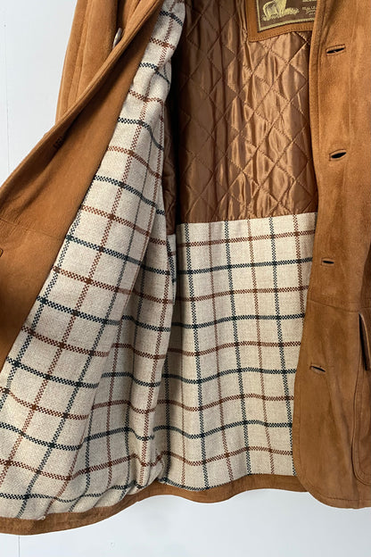 Suede Camel-Colour Coat Velvet Coat Size L/XL UK 12/14