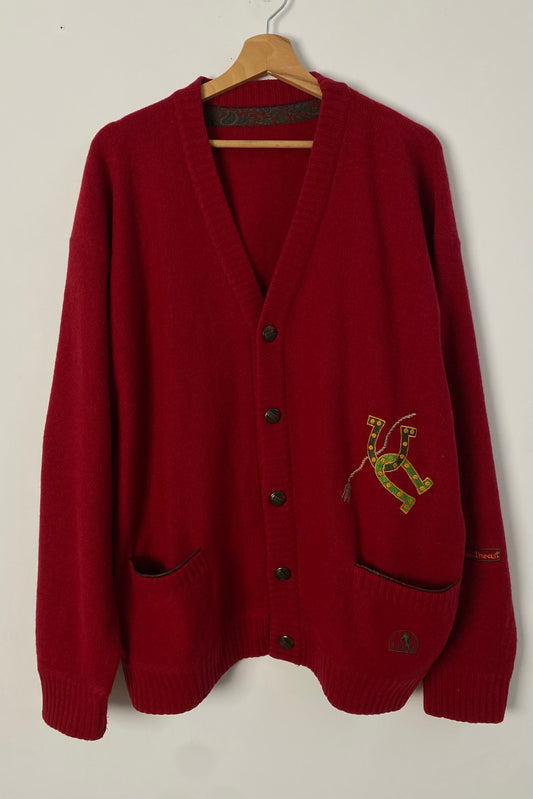 LUCKY Red Cardigan Size L/XL - UK 12/14