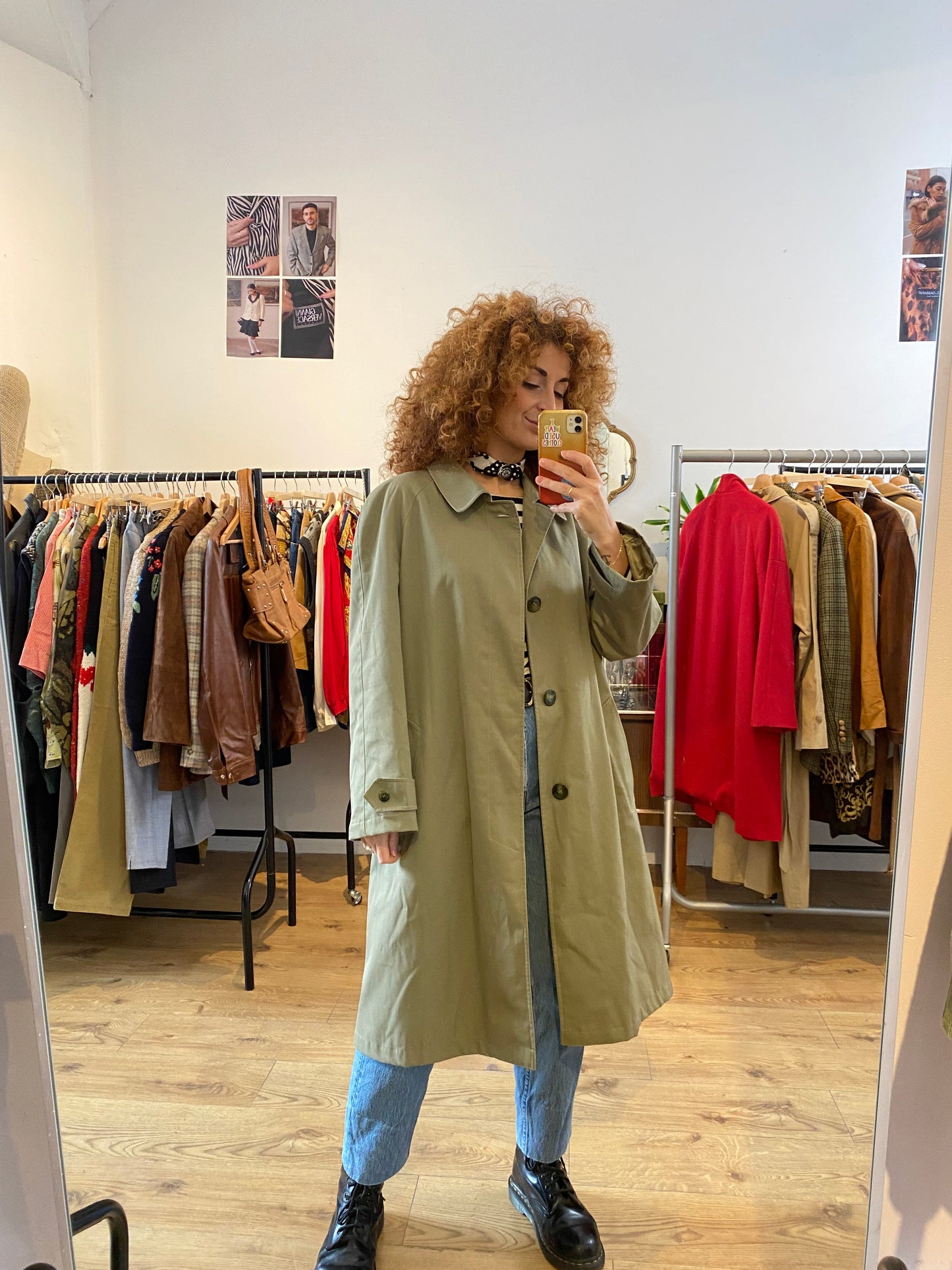 Green trench coat size L