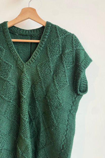 Bottle Green Knitted Sweater Vest Size M/L UK 10/12