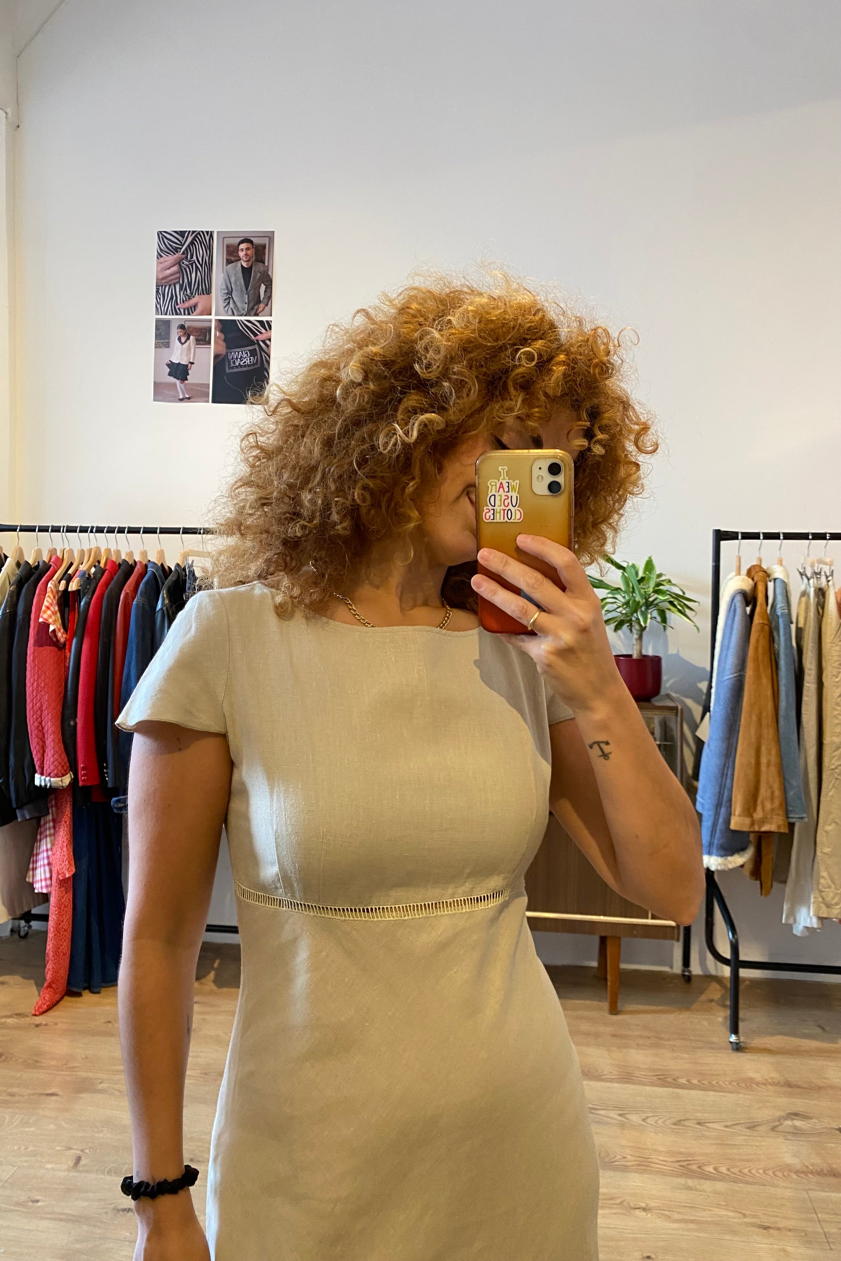 Beige Linen Blend Maxi Dress