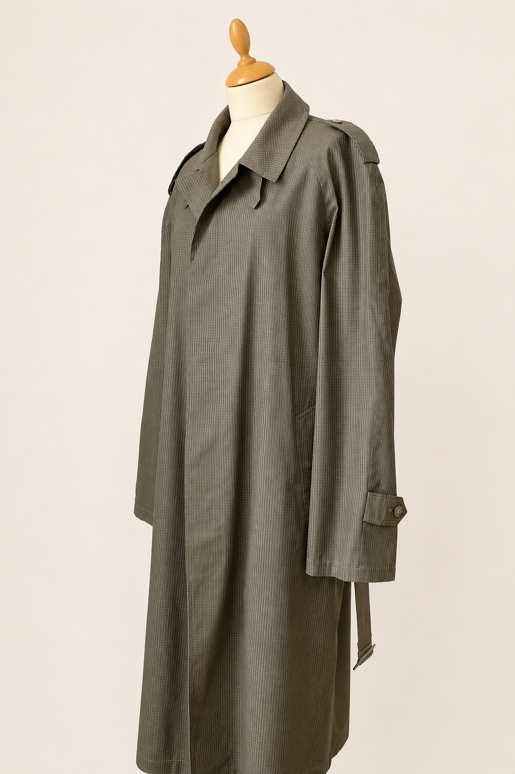 Italian-Made Waterproof Checked Trench Coat
