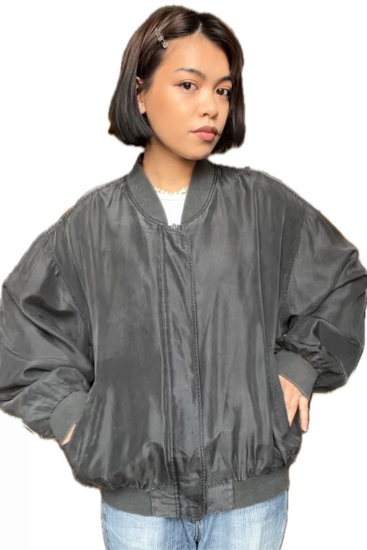 Pure Silk Grey Bomber