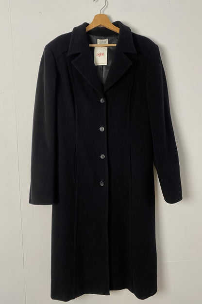 ALTRE Black Virgin Wool-Blend Coat SIZE UK 12/14