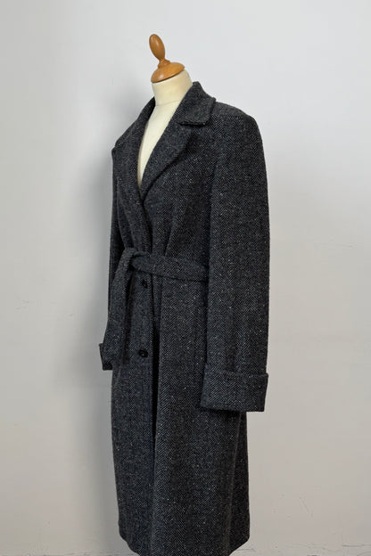 Grey wool herringbone coat size M/L UK 10/12
