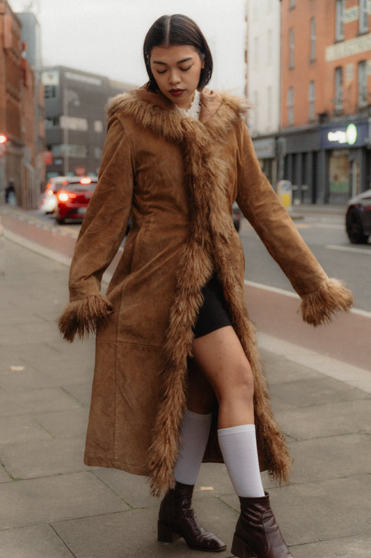 Afghan Suede Coat Size M/L UK 10/12