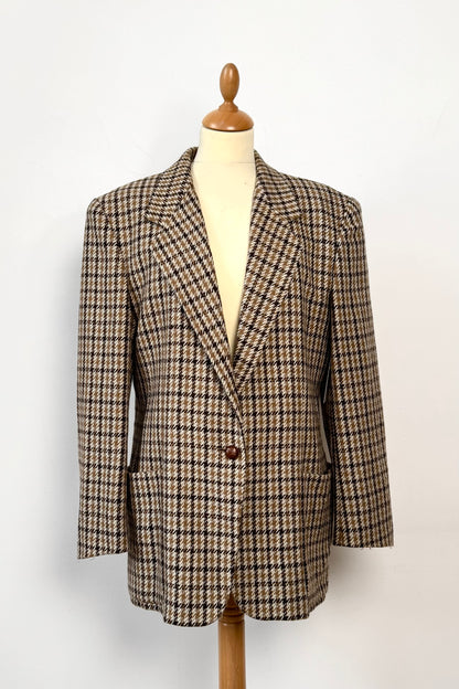 GENNY HOUNDSTOOTH LUXURY BLAZER SIZE L UK 12