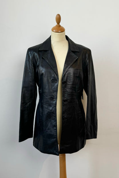 LEATHER BLAZER SIZE S UK 6/8