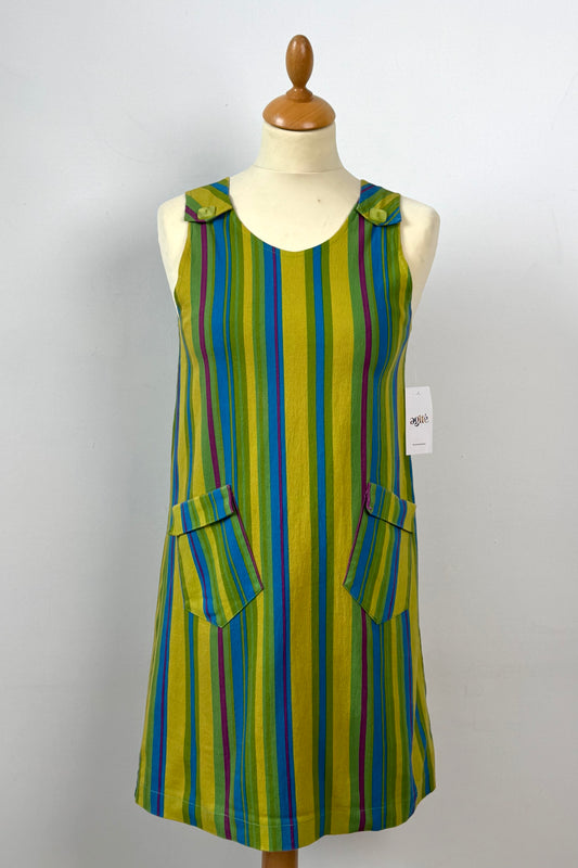 PINAFORE STRIPED DRESS SIZE XS UK 6 PETITE