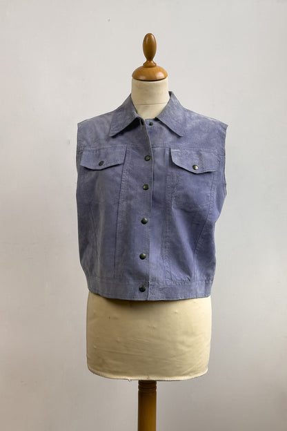 Leather Suede Waistcoat in Baby Blue Size L