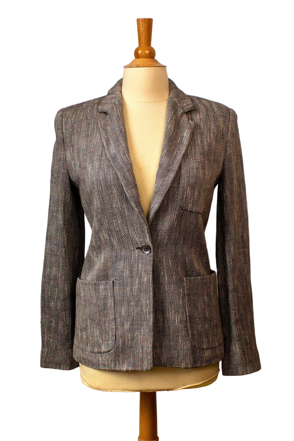 Max Mara Herringbone Blazer in Black & White