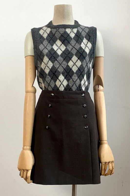 Cacharel Brown Wrap Mini Skirt Size XS/S UK 6/8 EU 36