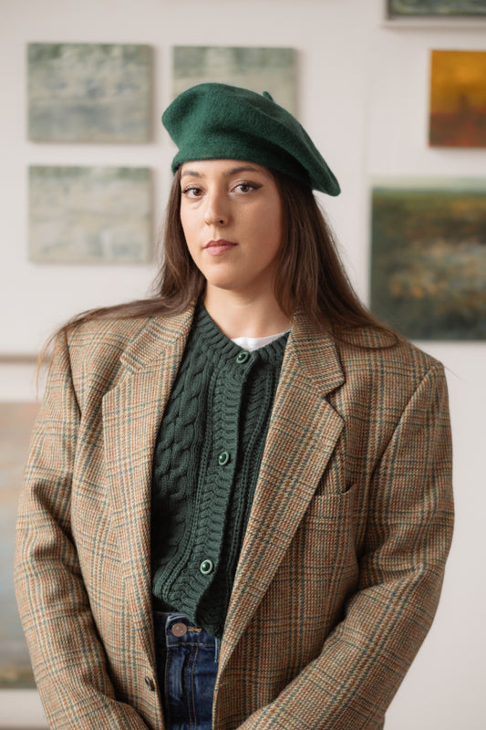 Emerald Green Beret Wool Hat