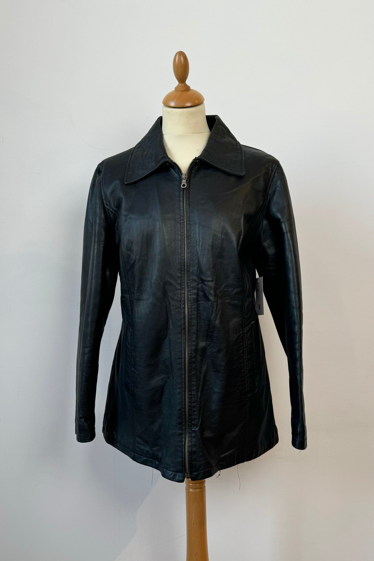 LEATHER JACKET ZIP SIZE M UK 10