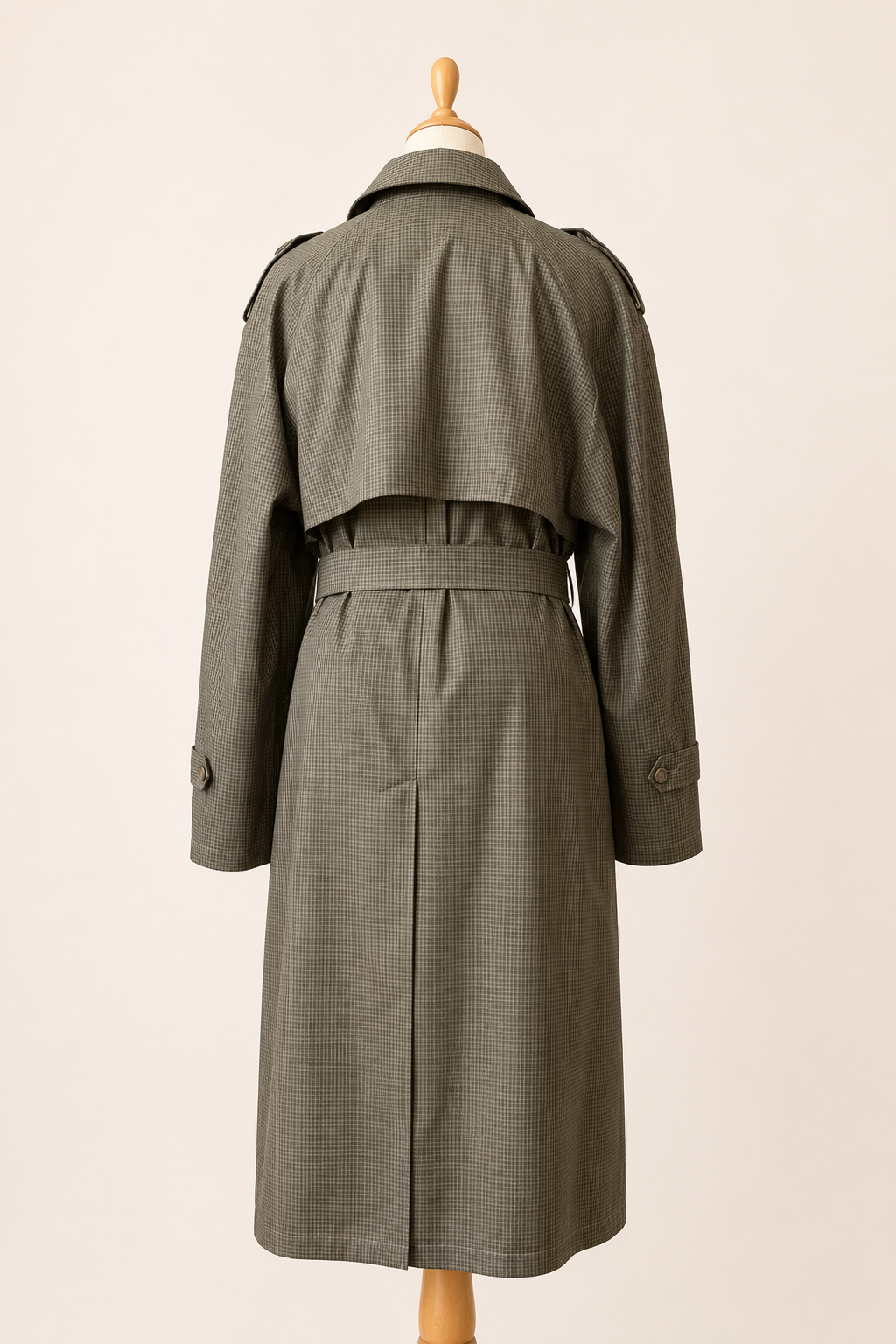 Italian-Made Waterproof Checked Trench Coat